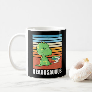 Caneca De Café Livro Engraçado Readossauro Dinossauro Lendo Dino