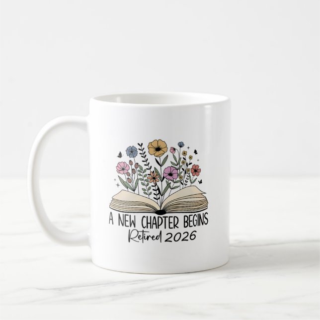 Caneca De Café Livro Floral de Novo Capítulo Aposentado (Esquerda)