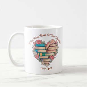 Caneca De Café Livro Floral Personalizado Mug