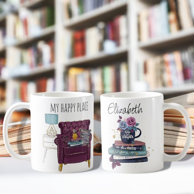 Caneca De Café Livro Lover Lading Apresentador A Pessoa Feliz (Criador carregado)