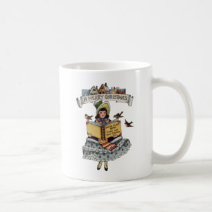 Caneca De Café Livro Menina Antiga e Papai Noel do Natal
