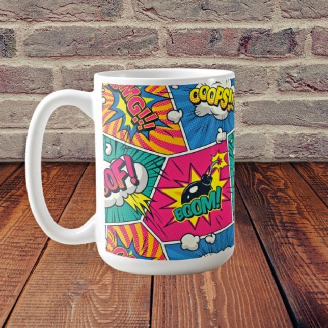 Caneca De Café Livro Retro de BD - Pop (Criador carregado)