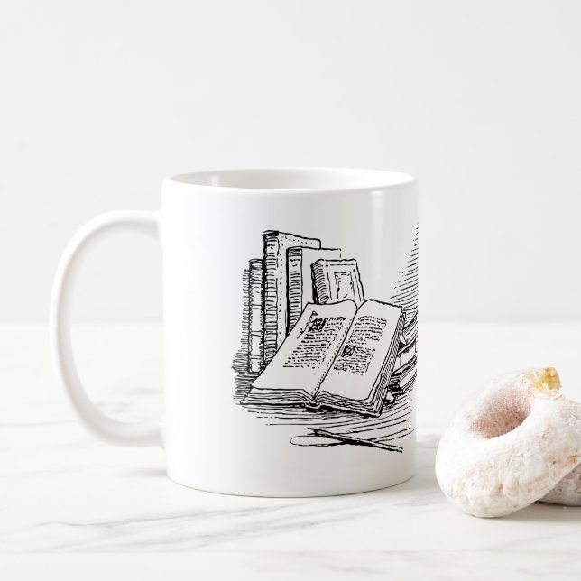 Caneca De Café Livro velho drawing|| apenas um mais capítulo (Com Donut)