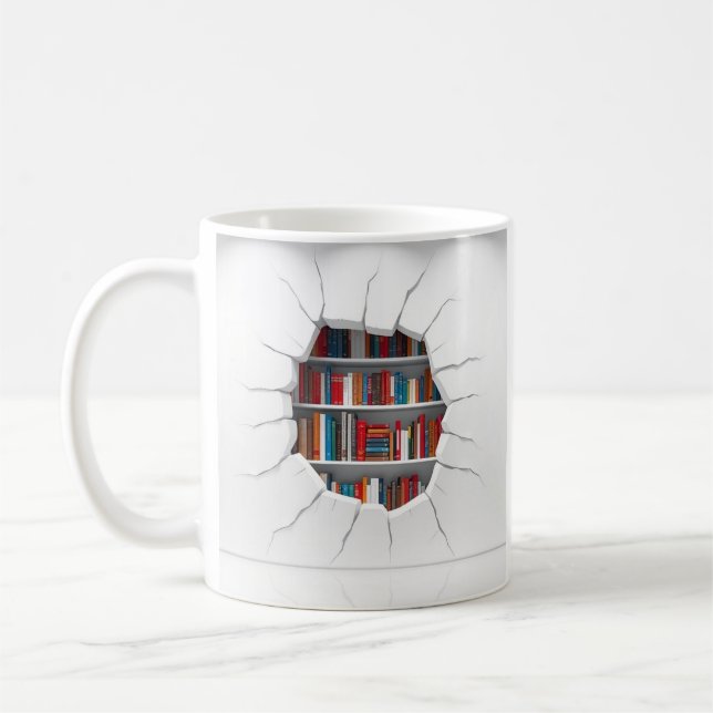 Caneca De Café livros 3d aparecem através do design de furo quebr (Esquerda)