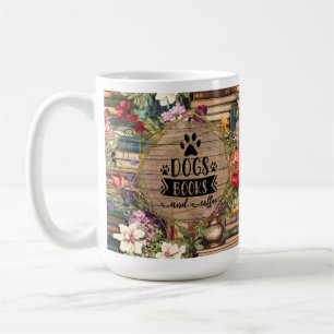 Caneca De Café Livros Cães Café Adora Presente de Mug, Presente p