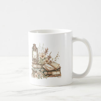 Caneca De Café Livros Cozy Cottagecore e Flores Bonito