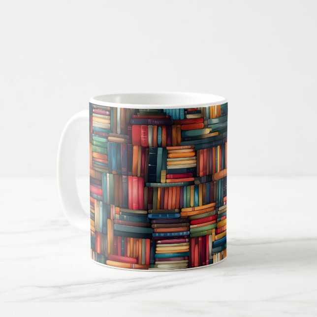 Caneca De Café Livros da estante (Frente Esquerda)