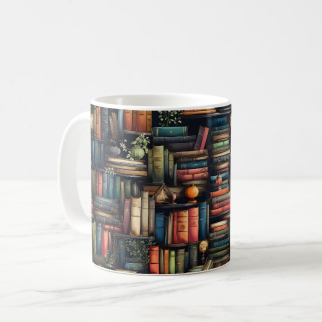 Caneca De Café Livros da estante (Frente Esquerda)
