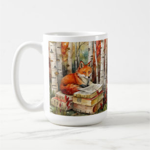 Caneca De Café Livros da Raposa Vintage Rústica Floresta Outono