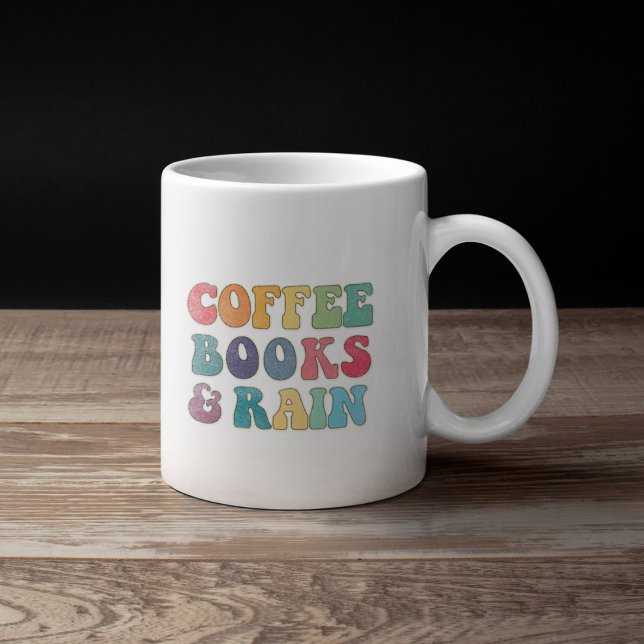 Caneca De Café Livros de Café e Chuva (Criador carregado)