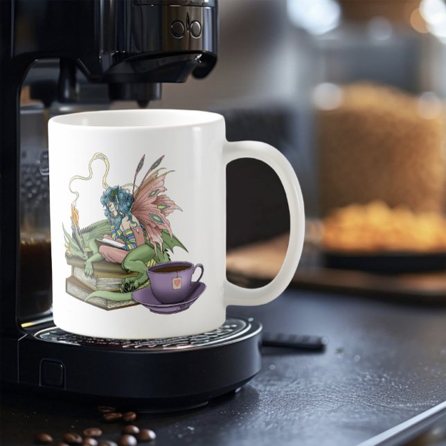 Caneca De Café Livros de Chá da Amizade do Dragão Fada  (Criador carregado)