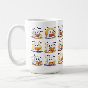 Caneca De Café Livros de Leitura de Fantasma Retro – Livro Assust