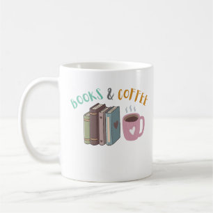 Caneca De Café Livros e Café Design Fofo de Amante de Livros e Ca