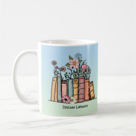 Caneca De Café Livros e flores silvestres personalizam a bibliote