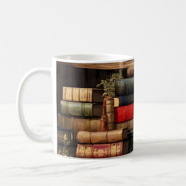 Caneca De Café Livros E Plantas (Esquerda)