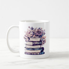 Caneca De Café Livros e Rosas Antigos Personalizados