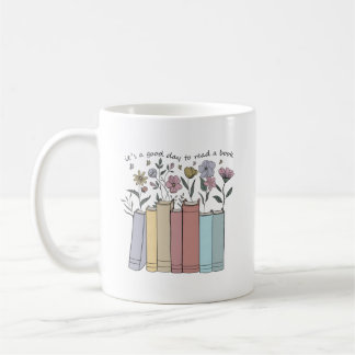 Caneca De Café Livros Florais Estéticos É Um Bom Dia Para Ler Um