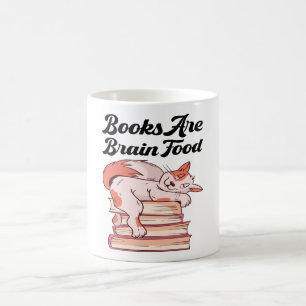Caneca De Café Livros - Livros São Comida Cerebral