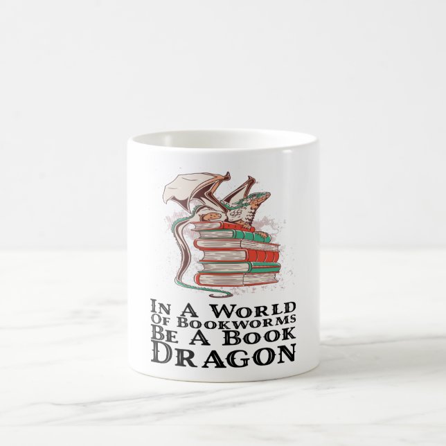 Caneca De Café Livros - Num Mundo De Bookworms Seja Um Dragão De  (Centro)