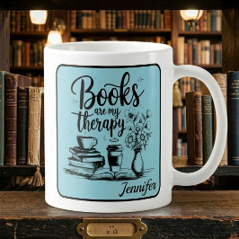 Caneca De Café Livros Personalizados São Minha Terapia Bichos do 