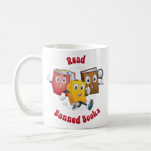 Caneca De Café Livros retrô fofos - Leia livros proibidos