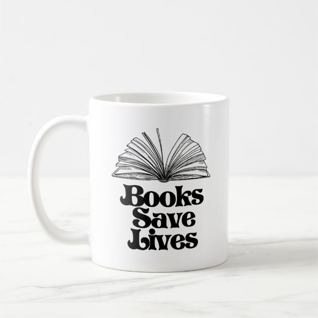 Caneca De Café Livros Salvar Vidas (Esquerda)