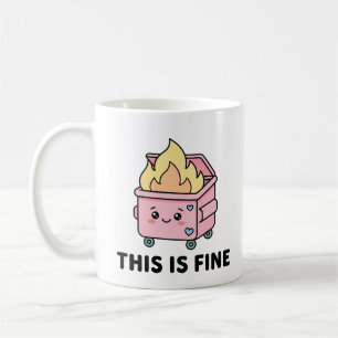 Caneca De Café Lixeira Kawaii em Chamas Isso Está Bem Humor Sarcá