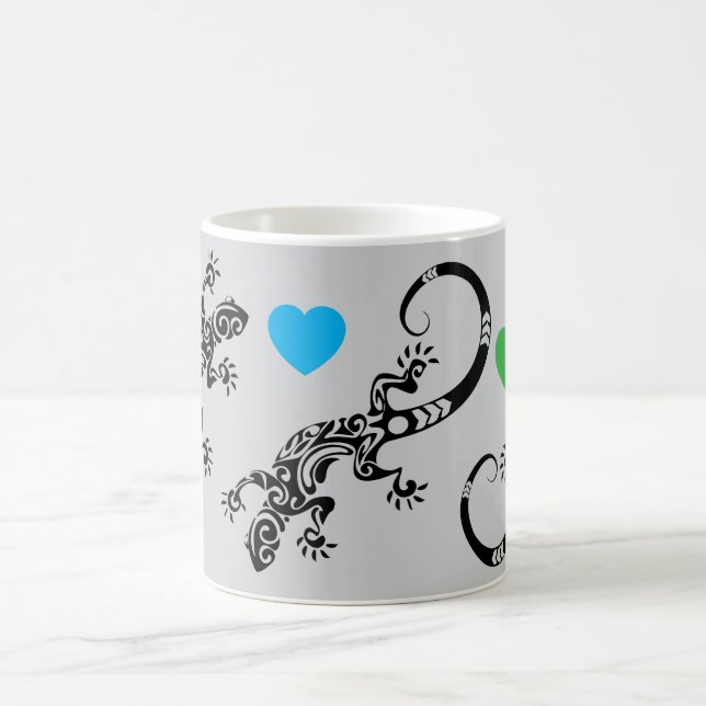 Caneca De Café Lizard Lover Coffee Mug with Rainbow Hearts (Centro)