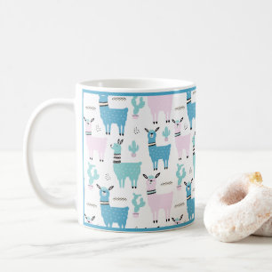 Caneca De Café Llama Alapaca Animais de Cor Azul