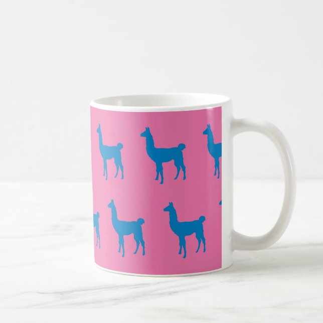 Caneca De Café Llama Blue Pink (Direita)