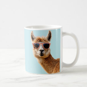 Caneca De Café Llama Bonito Com Óculos De Sol