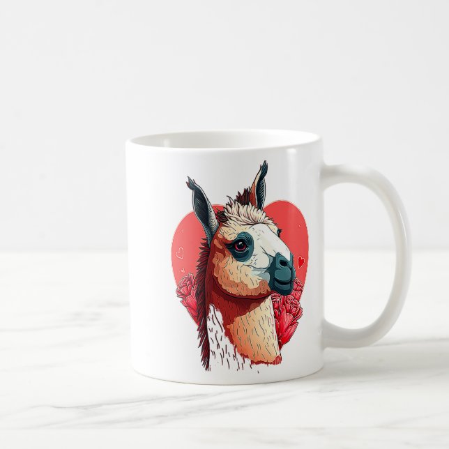 Caneca De Café Llama Cute Alpaca Valentines Day Animal  (Direita)