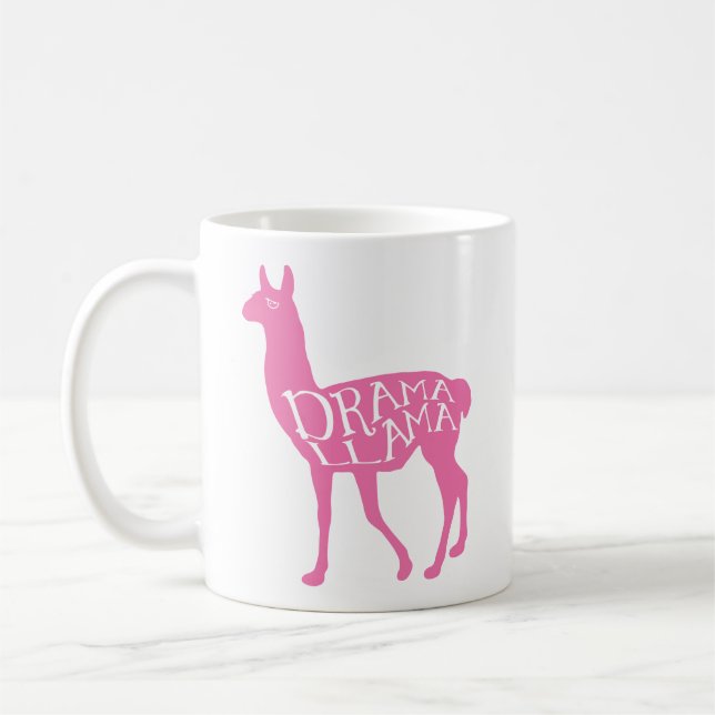 Caneca De Café Llama de Drama Rosa (Esquerda)