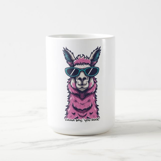 Caneca De Café Llama diz que você é Rock | pose Quirky em óculos  (Centro)