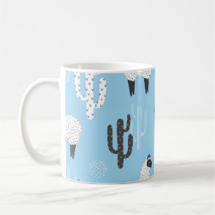 Caneca De Café Llama e cacto, padrão fofo.