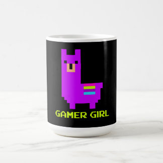 Caneca De Café Llama Gift | Garota-Gamã Cute Alpaca Llama 8 Bits