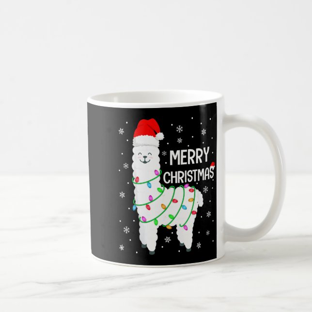 Caneca De Café Llama Merry Christmas Kids Funny Llama Christmas L (Direita)