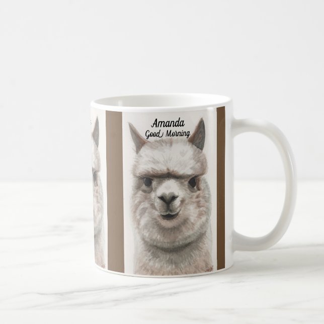 Caneca De Café Llama Sorri Personalizar Grande Mug De Café (Direita)