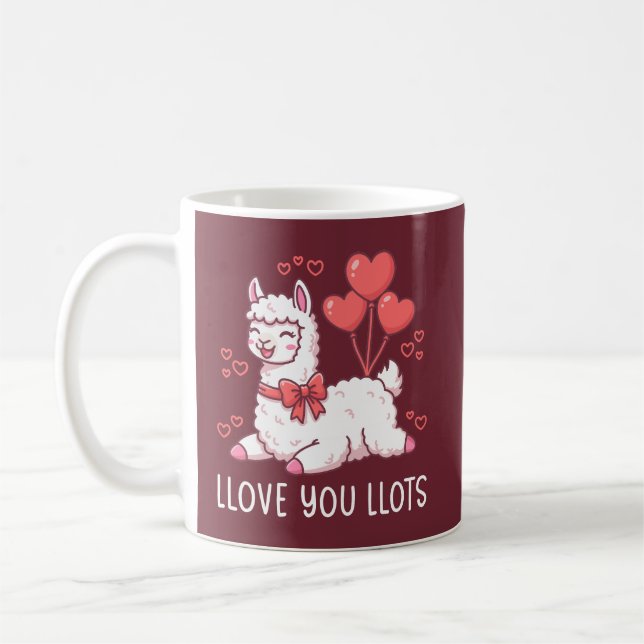 Caneca De Café Llove You Llots - Kawaii Llama Valentine (Esquerda)