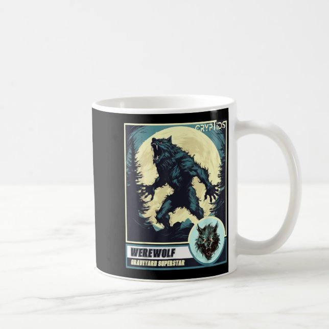 Caneca De Café Lobisomem Assustador Uivando para a Lua (Direita)