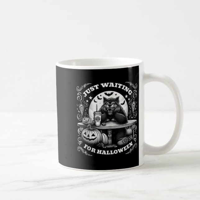 Caneca De Café Lobisomem Esperando O Halloween Scary N (Direita)