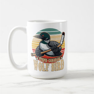 Caneca De Café Lobo Canadense Estúpido Pássaro Vintage Gancho Aqu