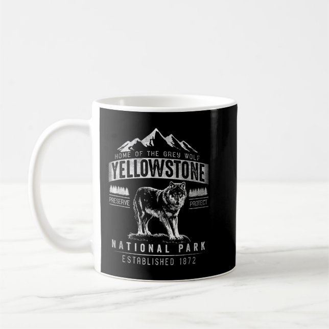 Caneca De Café Lobo Cinza Antigo Parque Nacional de Yellowstone (Esquerda)