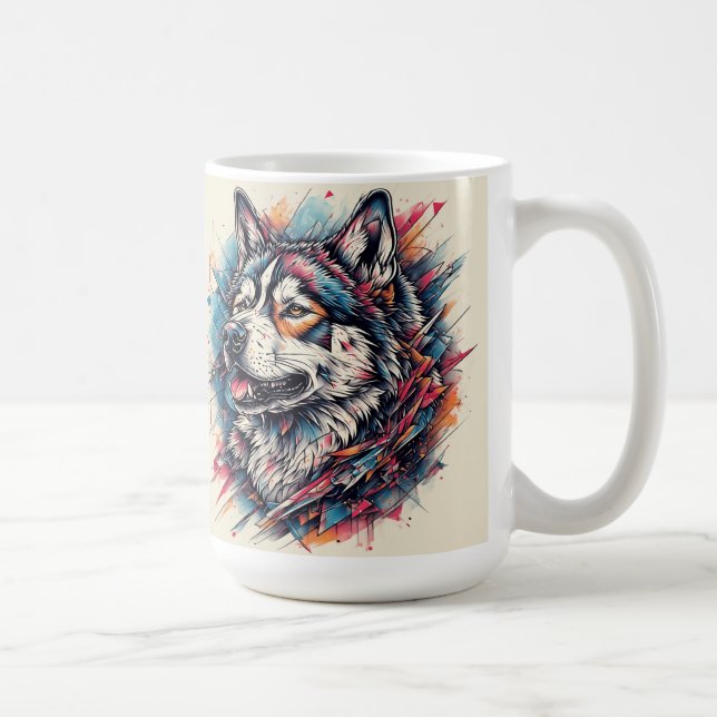 Caneca De Café Lobo com Elementos Geométricos e Cores Vibrantes (Direita)