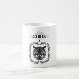 Caneca De Café Lobo com Fases da Lua