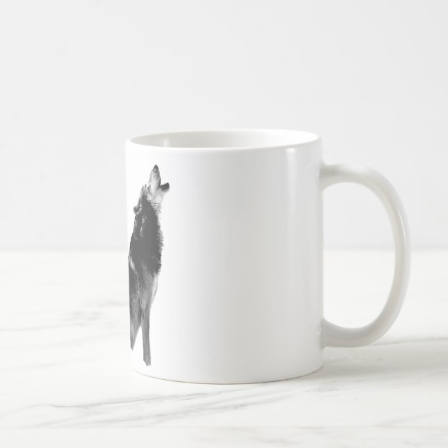 Caneca De Café Lobo-de-Howling Branco-Preto (Direita)