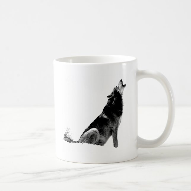Caneca De Café Lobo-de-Howling Branco-Preto (Direita)