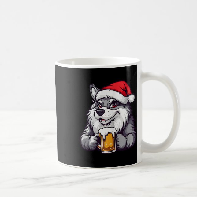 Caneca De Café Lobo de Natal Engraçado com BD (Direita)