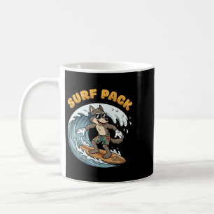 Caneca De Café Lobo de Surf Vintage Pacote de Surf Ondas do Ocean