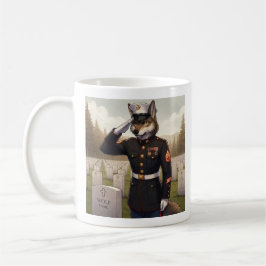 Caneca De Café Lobo do Corpo de Fuzileiros Navais Saudando 